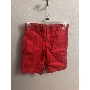 Levis Boys Red Cargo Shorts Side Pockets Size 8 Waist 25 Inches Inseam 10 Inches